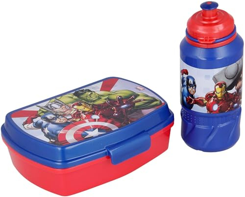 Set borraccia e portamerenda Avengers Marvel 2 pezzi set pranzo per bambini in plastica riutilizzabile BPA Free