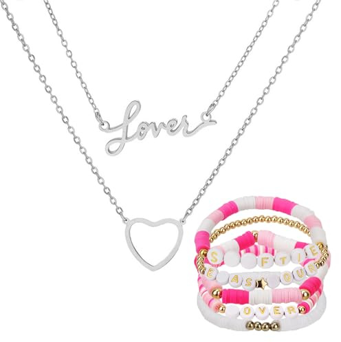 FIDWALL Set de Collier et Bracelet pour Fans de Chanteuse,Bracelet d'Amitié pour Filles.