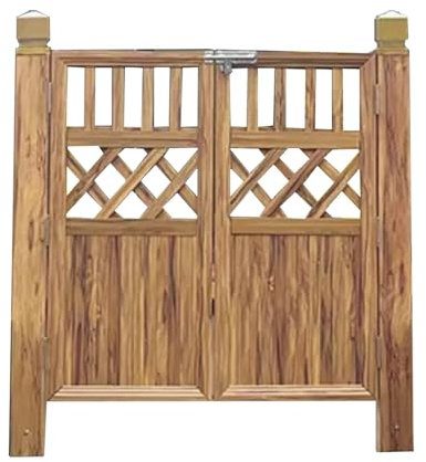Louvered Coffee Shop Doors with Metal Hinges Auto Close Entrance Gate for Backyard Patio Garden Fence 85x70cm Wood Design