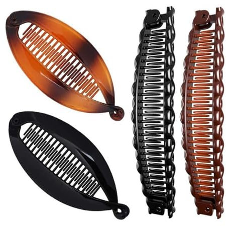 Juego de 4 Banana Clips,Pinzas para el Cabello de Plátano,Pinza Pelo,Hair Clip para Rizos Gruesos,Peines Grandes Vintage,Accesorios Pelo Mujer,Clip de Cola de Caballo para Mujeres y Niñas