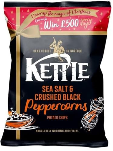 Sea Salt & Black Peppercorns Potato Chips 130G Tasty And Twisty Delicious Hand Cooked Potato Chips with Sea Salt Gift Hamper For All Occasions (Pack Of 4)