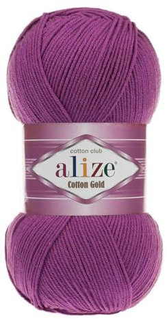 100g Strickgarn Alize Cotton Gold Uni Klassikgarn Häkelgarn Strick-Wolle Farbwahl, Farbe:122 brombeere
