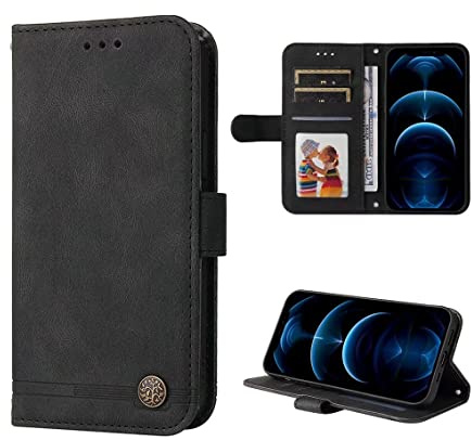 SEAHAI Hülle für Realme 14X 5G / Realme C75 4G Handyhülle, Flip PU Brieftasche Schutzhülle mit Ständer/Kartenfach/Magnetisch Stoßfeste Lederhülle Ultra-dünn Klapphülle - Schwarz