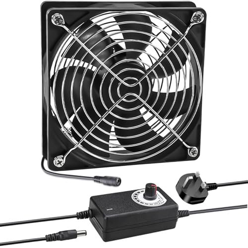 Joycabin 120mm Computer Fan with AC Plug 220V PC Fan DC 4V 5V 12V Adjustable Speed Brushless Cooling Fans for PC, Computer, Server Cabinet, TV Box, AV Cabinet, Router