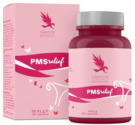 Carnium Botanicals PMS Relief Kapseln für Frauen, 60 Stück | PMS Komplex, Mönchspfeffer (Agnus Castus), Magnesium, Ingwer, Angelika & Vitamin B6, Vegan