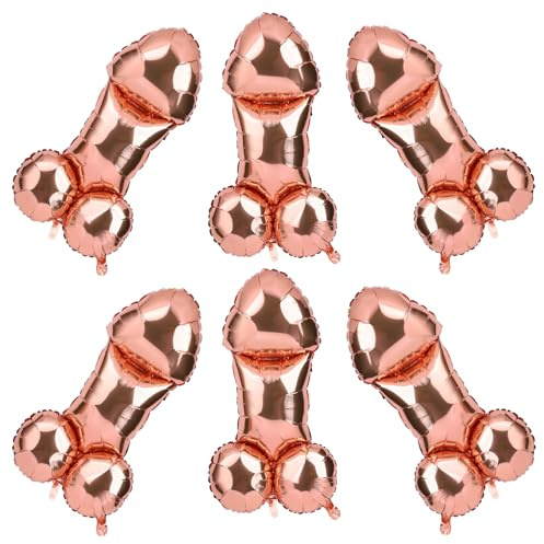 BestoFun 6er Set Folienballons Junggesellinnenabschied Lustige Roségold Penis Ballons für Brautdusch Verlobungsfeier Dekorationen