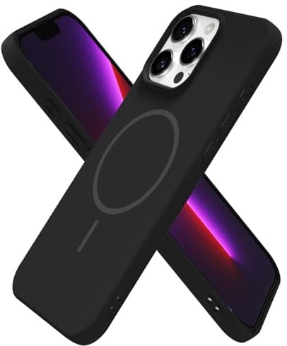 oakxco for iPhone 13 Pro Case Silicone Mag Safe, Magnetic Slim Thin Phone Case Compatible with Magsafe Wireless Charging, Cute Girly Aesthetic Soft Rubber Gel Safecase for Women Girls, Black