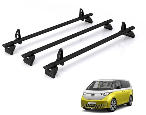 For Volkswagen ID Buzz 2022+ Roof Rack Rhino Kammbar Black 3 Bars | 3x Aluminium Roof Bars [ID3BA]