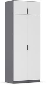 Rauch Möbel LAGOA, Kleiderschrank, Farbe Weiß/Grau metallic, Breite 91 cm | Schrank, Mehrzweckschrank, 4-türig, Zubehör Basic, für Schlafzimmer, Kinderzimmer, Babyzimmer, Homeoffice, Garderobe, Flur