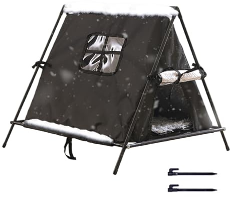 Outdoor Cat House - Waterproof Warm Windproof | Winter Triangular Stray Cat Shelter | Weatherproof Pet Houses for Feral Cats, Suitable for Patio, Balcony, Backyard, Garden, Garage, Barn, Park, A