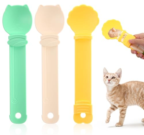 Azefnuhk 3PCS Lickable Cat Treat Spoons, Cat Squeeze Feeder Set, Multifunctional Cats Treat Dispenser, Easy Feeding Supplies for Wet Food, Liquid Snacks, Licky Treats