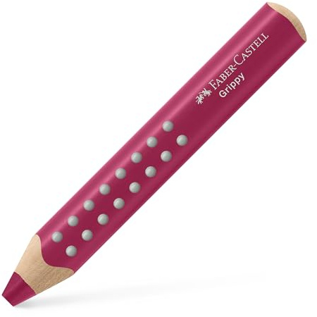 Faber-Castell - Buntstift Grippy Himbeerrot 3-in-1 Malstift | Dicker Farbstift für Kleinkinder, ergonomischer Jumbo Buntstift mit Grip-Noppen, leicht abwaschbar
