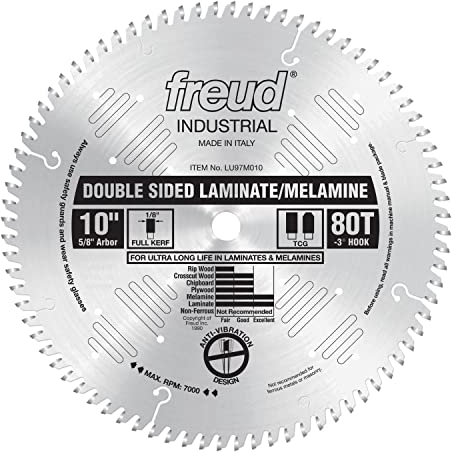 Freud Lu97 m010 25,4 cm 80 dents TCG double face stratifié et lame de scie de coupe en mélamine avec 5/20,3 cm Tonnelle, LU97M010