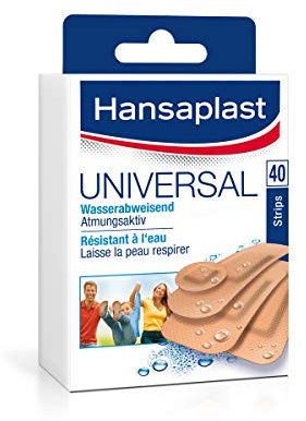 Hansaplast Universal Pflaster 40 Strips, schmutz- und wasserabweisende Wundpflaster, gemischtes Pflaster Set mit starker Klebkraft