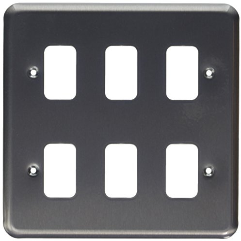 MK Grid Plus K3436BRC 6-Module Grid Frontplate - Brushed Chrome