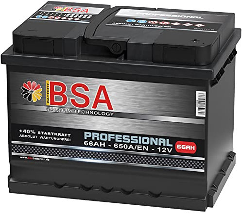 BSA Autobatterie 66Ah 12V 650A/EN ersetzt 60Ah 61Ah 62Ah 63Ah 64Ah 65Ah Extreme Startkraft