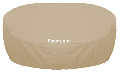Holi Europe Sonneninsel Abdeckplane Premium Schutzhülle Liegeinsel Plane Haube Hülle Rund reißfest Lounge Polyrattan Sonnenliege Gartenliege 575g/lfm (230cm Breite x 85cm Höhe, Beige)