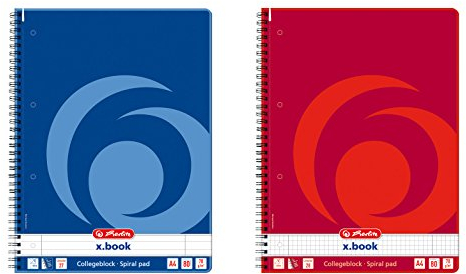 2x Herlitz Collegeblock / DIN A4 / Spiralblock / 80 Bl / je 1x liniert + kariert