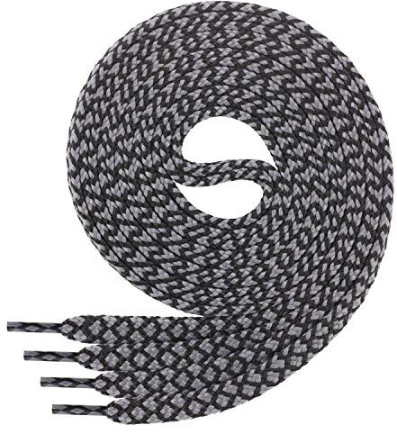 Di Ficchiano 1 Paar SCHNÜRSENKEL flach 7mm breit für Sneaker Sportschuhe Lederschuhe - flache Schuhbänder sehr reißfest - Shoe Laces Farbe: schwarz grau 150cm
