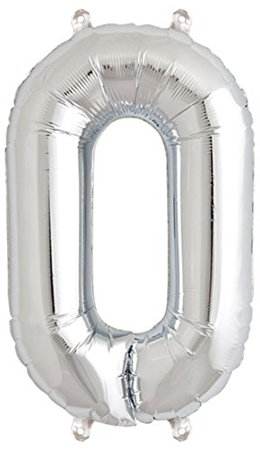 ballonfritz® Ballon Zahl 0 in Silber - XXL 40/102cm - Folienballons für Luft oder Helium als Geburtstag, Jubiläum, Hochzeit oder Abschluss Geschenk, Party Dekoration oder Überraschung
