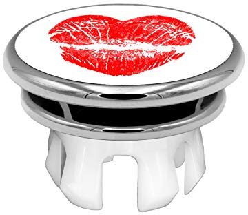 KNOPPO® Waschbecken Überlauf Abdeckung, Überlaufblende, Überlaufrosette - Mirror Herzkuss Motiv (chrom)