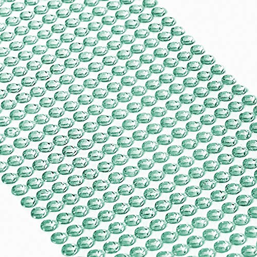 Movoja Mint-Grüne Strasssteine - runde Glitzersteine 624 Stück 5 mm selbstklebend zum Verzieren und Basteln | Schmucksteine zum aufkleben | Steinchen Dekosteine Bastelsteine Mint