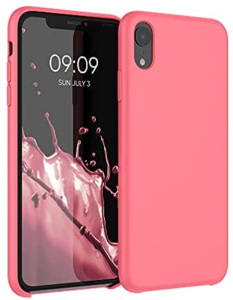 kwmobile Carcasa Compatible con Apple iPhone XR Funda - Case TPU y Silicona antigolpes - Apto Carga inalámbrica - Coral neón