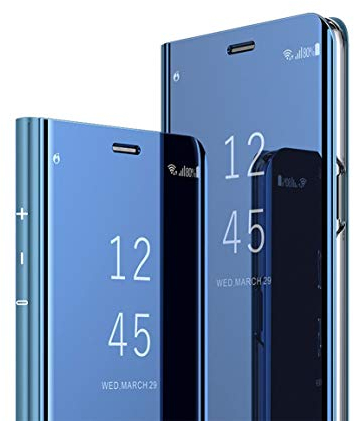MRSTER Samsung Note 8 Hülle Clear View Standing Cover, Spiegel Handyhülle Schutzhülle Flip Case Schutz Tasche mit Standfunktion 360 Grad hülle für das Samsung Galaxy Note 8. Flip Mirror: Blue