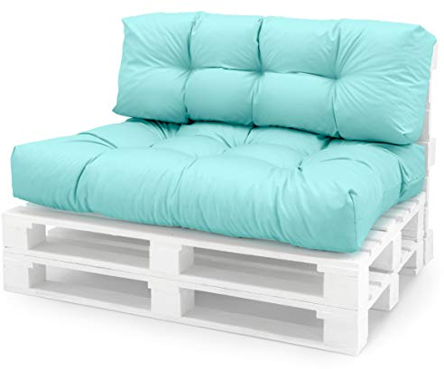Spatium Palettenkissen Set abnehmbar Bezug wasserdicht gesteppt Palettenauflage Palettenpolster Palettensofa Palettenmöbel Minze 2er Set