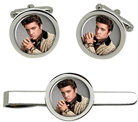 Giftshop UK Elvis Aaron Presley Manschettenknöpfe und Krawatte Clip Set