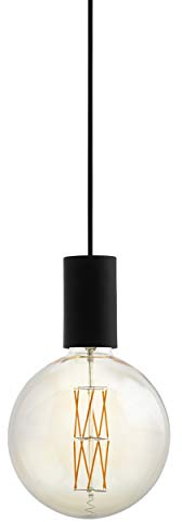 EGLO Pendelleuchte Pozueta, 1 flammige Schnurpendel Hängelampe Vintage, Industrial, Hängeleuchte aus Stahl in Schwarz, Esstischlampe, Wohnzimmerlampe hängend mit E27 Fassung, Ø 12,5 cm