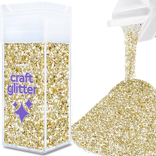 Hemway Premium Craft Glitter Shaker - Champagne Gold | 130g Chunky Metallic Flake Sequins for Resin & Epoxy Crafts | Craft Supplies for Festival, Tumblers, Body, Face, Eye & Nail Art