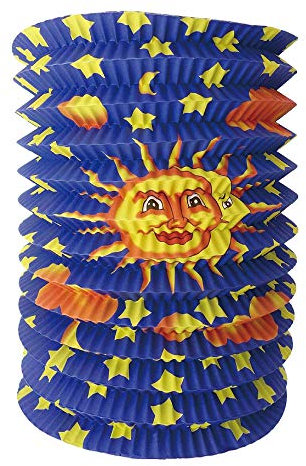 Idena 30228 - Zuglaterne Sonne, Durchmesser 16 cm, Höhe 24 cm, Mond, Sterne, St. Martin, Lichterfest, Laternenumzug, Advent, Weihnachten, Dekoration