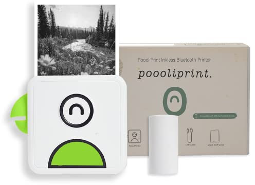Poooliprint L2 Impresora de bolsillo sin tinta – Mini teléfono Bluetooth portátil Poooli impresora térmica para iOS + Android imprimir fotos adhesivas, etiquetas, notas, listas para diario, verde