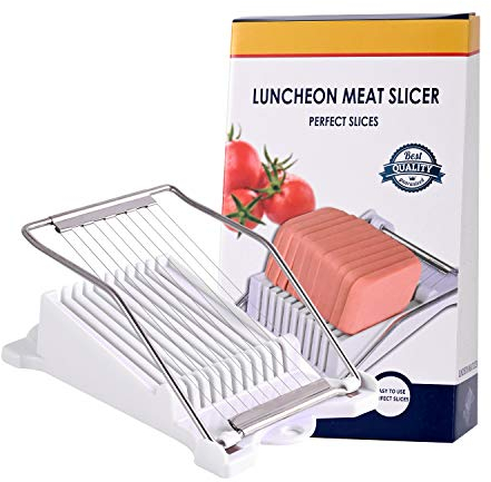 Slicer for Cutting Spam Ham Luncheon Meat Boiled Eggs Cucumber Strawberry Bananas Made by ABS and Stainless Steel Wire White Color Box Packaging