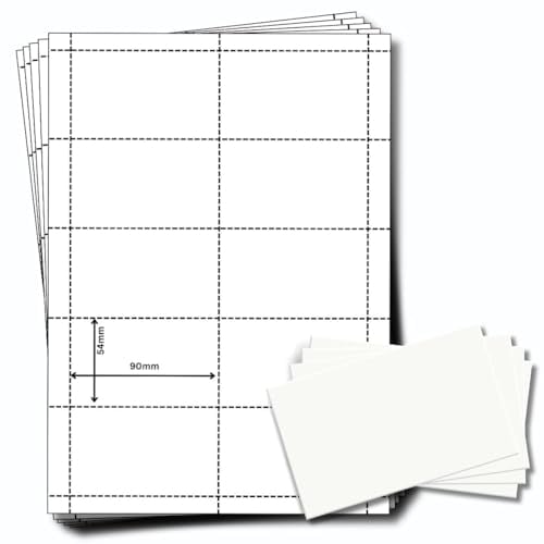 OfficeGear perforierte, bedruckbare Namensschild-Einlagen [25 Blatt – 250 Stück] – 90 × 54 mm – Weiß, A4, 150 g/m² – für Ausweis- und Konferenzhalter – inkl. Designvorlage