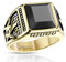 Paula & Fritz® Ring Herren Quadratischer Zirkonia 316L Chirurgenstahl Größe 54 (17,2) Gold/Schwarz Herren-Ring Siegel-Ring Partnerring Männerring