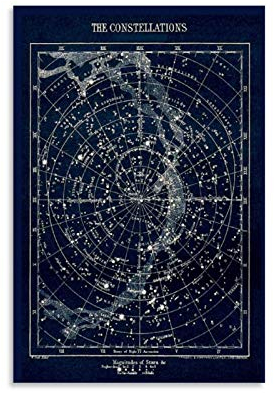 caonidaye The Star Constellations Vintage 1900 Galaxy-Druckposter für Zimmer, ästhetisch, Druck-Poster, Leinwand-Kunst-Poster und Wandkunstdruck, moderner Familienschlafzimmerdekoration, 50 x 75 cm