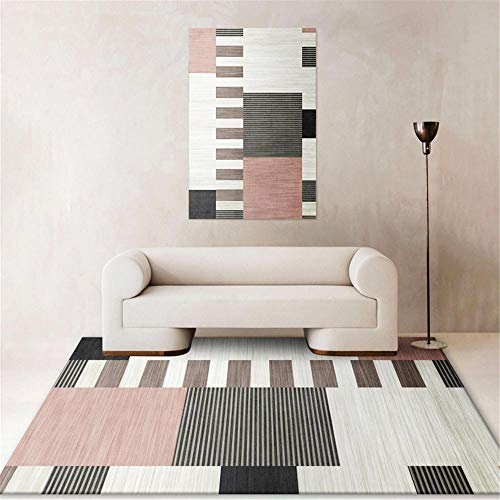 Einfach Zu Säubern verschleißschutz Esszimmer Auslegware Grau Wohnzimmer Teppichgrau gestreifter moderner weicher Teppichwasserwäsche sanft Teppichboden 120X160CM 3ft 11.2''X5ft 3''