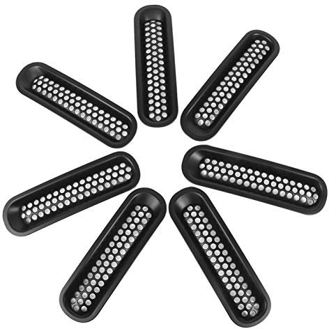 7pcs Frontgrill Mesh Einsätze Clip-in Grill Schutzabdeckung Ersatz für & Unlimited Off Road 2 & 4 Türen 2007-2018 Rubicon Sahara Sports JK JKU Schwarz