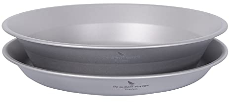 Boundless Voyage Titanium Dish Plate Bowl Set with Carry Bag Outdoor Camping Pan Dinner Set Mess Kit for Food Fruit Sauce Ti1113T