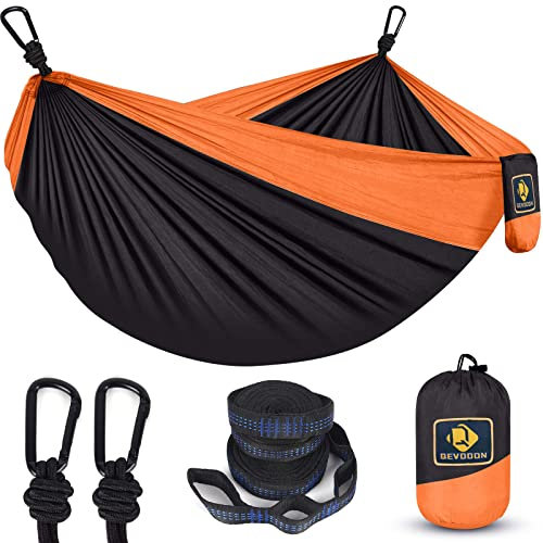 Camping Hammock for Outdoors Travel Backpacking,Camping Gear-Double Hammock with Tree Straps(18+1 Loops)&Carabiners,Nylon Portable Hammock,2 Person Hammock for Tree&Hiking Gear-660lbs