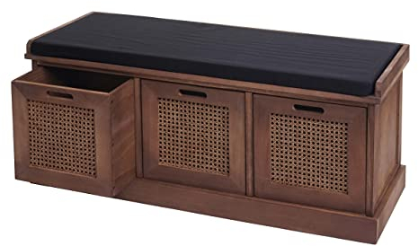 Mendler Banc HWC-J49, Banc rembourré Banc de vestiaire 47x110x40cm - Marron, Rembourrage Noir