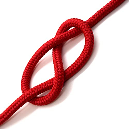 Red Polypropylene Rope, Solid Braided Poly Rope Cord Twine for Boat Yacht Dock Line Camping Washing Line (8 mm x 10 metres / 32.8 ft)
