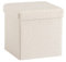 Zedelmaier Sitzhocker Sitzwürfel mit Stauraum Plüschstoff Fußbank Truhen Aufbewahrungsbox faltbar belastbar bis 300 kg, Deckel abnehmbar, 38 x 38 x 38 cm (Beige-38)