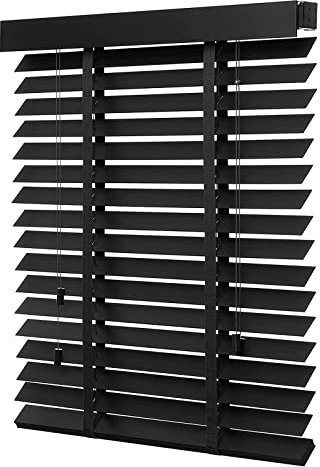 Schwarze Jalousien,Mit Klebeband, Holzjalousie Für Fenster 50cm 80cm 90cm 100cm 110cm 120cm,Horizontale Jalousette,Leicht Anzubringende Vorhänge,Sonnenschutz Jalousetten,W×H-60x200cm/23.5x79in