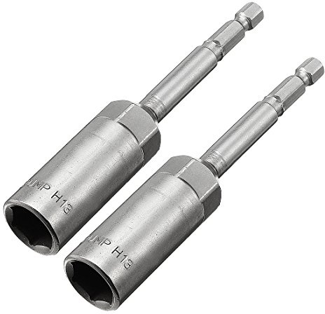 Sourcingmap 2 Pcs 1/4 Quick-Change Hex Shank 13mm Nut Setter Driver Drill Bit, 100mm Length, Metric No-Magnetic