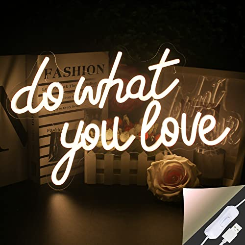 Looklight Do What You Love Neon Sign Warm White LED Neon Light USB Powered Letter Neon Signs for Wall Decor,Word Light Up Signs for Bedroom Home Pub Bar Club Shop Birthday Wedding Party Gift