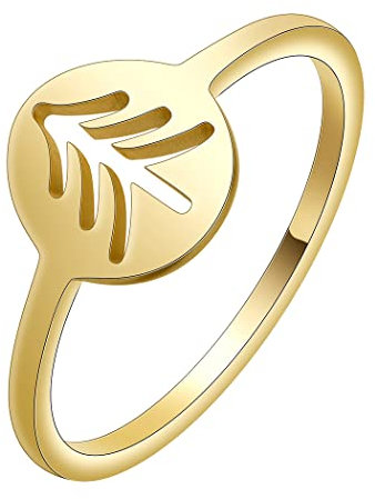 LUTAKU Pine Tree Ring for Women Girls Tree of life Rings Stainless Steel Delicate Personalized Tree Jewelry Friends Gift Evergreen Tree Ring (Gold)