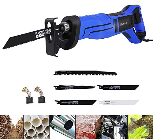 Reciprosäge, Professional Säbelsäge mit 5 Sägeblätter(3x für Holz, 1x für Metall, 1x für PVC), Hublänge 28mm, 900W Elektrische Säge für Holz & Metall & Aluminium, Max. 160mm Schnitttiefe